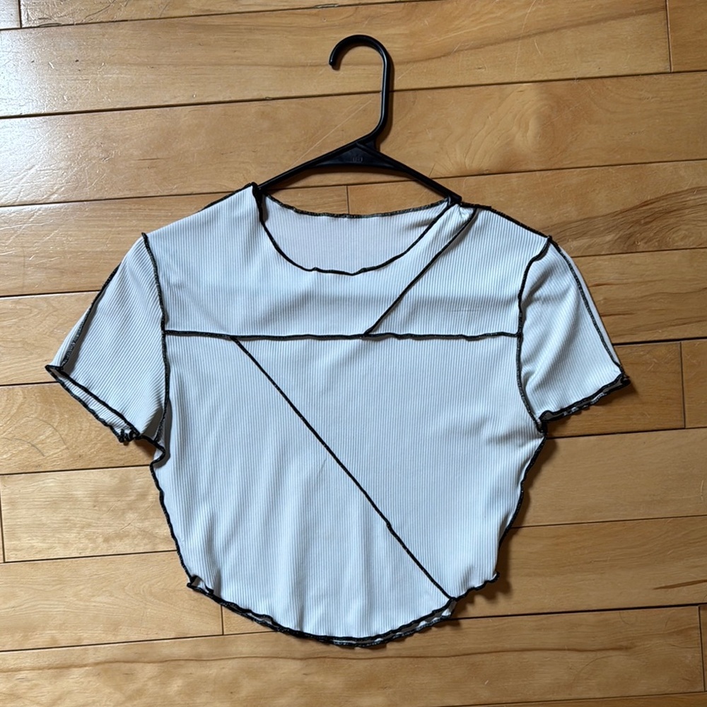 Stylish White Women's Top with Black Accents